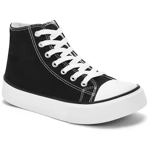 AKK Trendy Women's High Top Canvas Sneakers -Stylish Lace-Up Design, Lightweight Perfect for Everyday Wear, Street Style, Casual Outfits, All-Season Comfort, Outdoorfun Footwear Walking Athletic Trainer Black Training Cute Shoes TikTokshopBlackFriday Girl