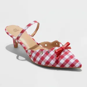 Women’s Lysandra Gingham Eyelet Kitten Heel Sandals - Wild Fable, Women's Heeled Shoe
