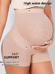 Pregnant Women High-Waist Support Shorts, Seamless Belly Control Underwear, Soft Abdominal Support, Comfortable Breathable Stretchy, Daily Wear