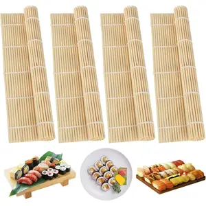 4pcs Sushi Making Tools, 24 x 24 Cm Bamboo Mats, Sushi Roller, Reusable Rolling Mat Made Of Natural Bamboo For Sushi Rice Balls Japanese Cuisine Restaurant Kitchen Tools