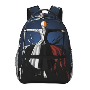 bleach Backpack Cartoon Large Size Travel Bag Side Pockets Lightweight for School Work Weekend Trips Travel Hiking Laptop Bag