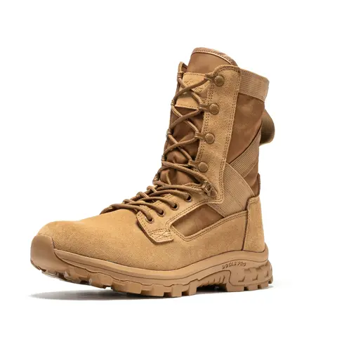 Botas Pro 8 Inch Mens Lightweight Side Zip Tactical Boots with EVA Cushioning & Slip Resistant Rubber Outsole for Outdoor Hiking & Camping Outdoor Travel Footwear Outdoor Trekking Footwear