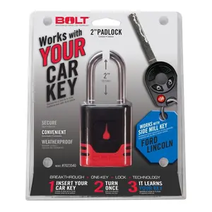 212 MAIN Stainless Steel Bolt Lock - Key Compatible Vehicle Security for 15-17 F150, 16-17 F250/F350, 13-C Transit & Connect with Side Cut Key Padlock