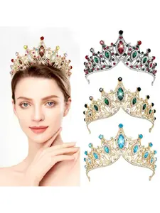 Tiara Crown for Bride Quinceanera Princess Birthday Party Sparkling Bride Crown Headband Cake Decoration