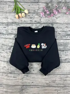 Veracruz Embroider Sweatshirt, Mexico Culture Machine Embroidery, Folk Dance Couple