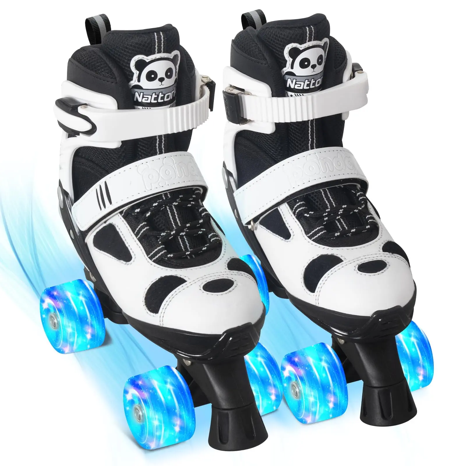 Women's Quad Roller Skates - 4-Size Adjustable, Triple Safety Closure, Beginner-Friendly, Indoor & Outdoor Sports Leisure Equipment