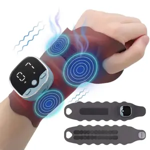 Rechargeable Hand and Wristbands Massager with Heat, Wearable Wrist Wrap, 5 Massage Modes, 9 Intensity Levels, 3 Heat Settings, Cordless Heated Brace for Relaxation and Pain Relief