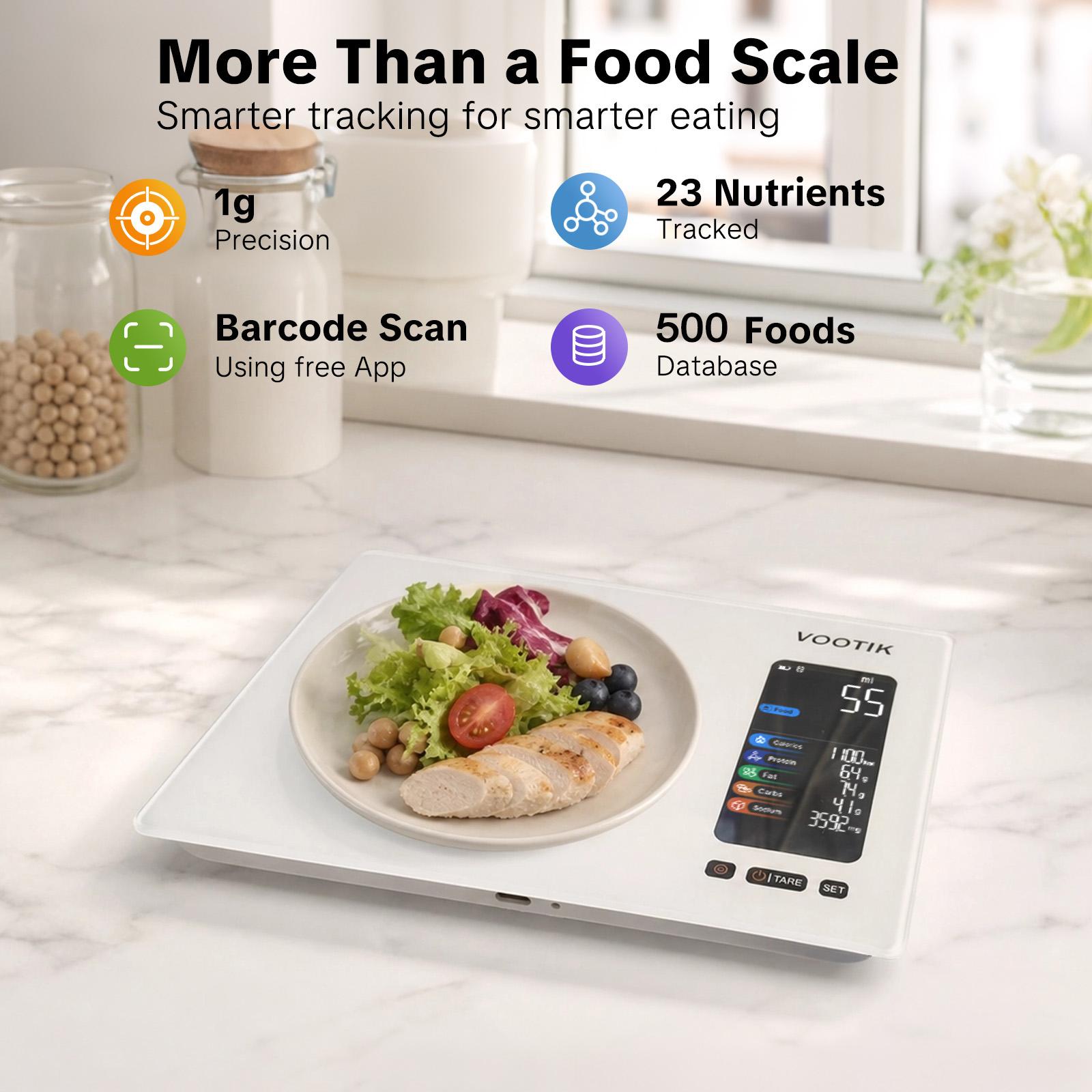 VOOTIK AI Smart Food Scale | 23 Nutrient Facts Auto Scan | Digital Calorie Counter for Meal Prep & Fitness backtoschool
