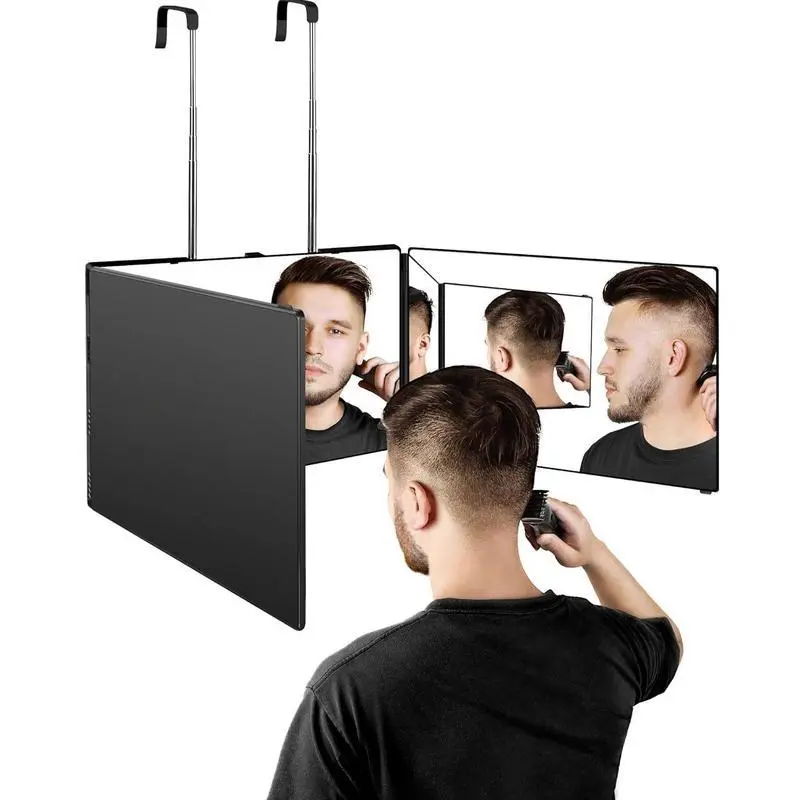 Portable Three Way Mirror, 1 Box 360 Degree Adjustable Hairdressing Mirror, Professional Makeup Mirror, Cosmetic Mirror, Foldable Makeup Mirror for Men and Women, Adjustable Tri Folding Mirror