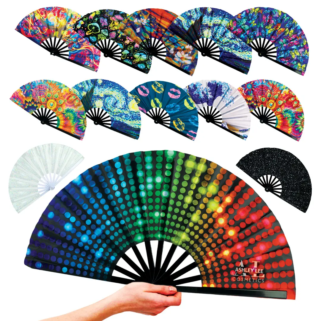 2 Pack Large Folding Clack Fan – Loud Snap Hand Fan for Line Dance, Rave, Festival, Performance, Cosplay, Costume & Cooling