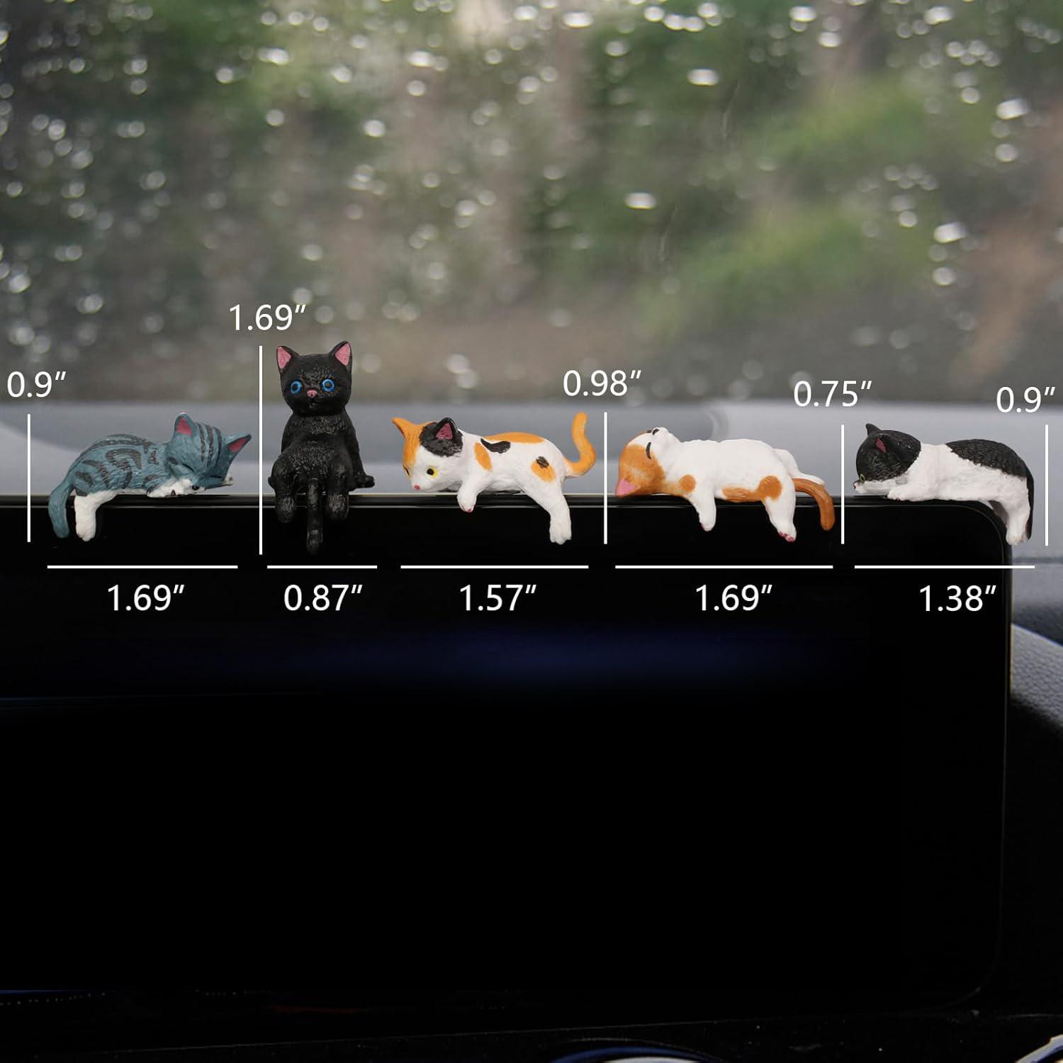 2026 Mini Cat Desk Figurines Set of 5 Resin Multi-Pose Cute Cartoon-Style Kitty Desk Companions for Home Offices & Cubicles