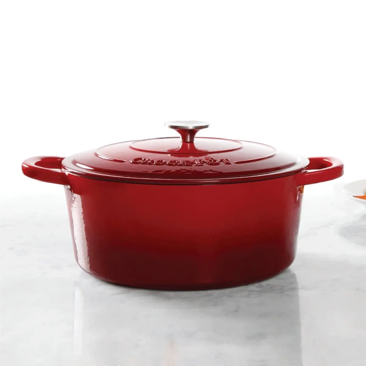 Gibson 7 qt Oval Iron Dutch Oven - Thermal Traditional Design, Non-Stick, Induction & Stove Compatible, Hand Wash Only, Ideal for Home Cooks, Red Kitchen Cookware Pot