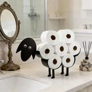 Nordic Iron Art Paper Towel Holder, Cute Sheep Design Metal Napkin Rack, Storage Organizer for Cafes Hotels Restaurants