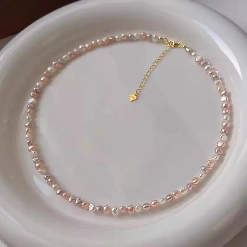 NO.25-Irregularly colored pearl necklace for women, light luxury, high-end, exquisite Baroque pearl collar chain