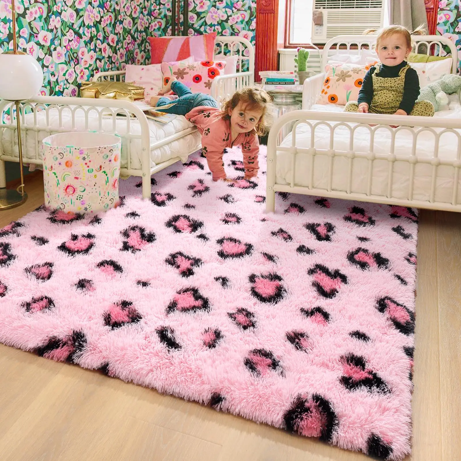 [Year End Sale] Leopard Print Rugs, Pink and Black/Khaki Leopard Rug for Girls Bedroom, Soft Cheetah Print Rugs for Living Room Western ,Christmas and New Year interior decorationDecor, Modern Indoor Fluffy Area Rug for Kids Nursery Dorm Decor