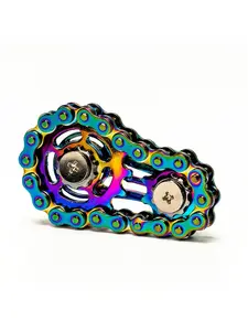 1pc Bike Chain Fidget Spinner - Silent CNC Machined Stainless Steel Gear, Metal Material, Steampunk Decor, Self-Regulation and Focus Tool for Adults, Mechanical Art Collectible, Stress Relief Fidgeting, Stress Relief Gadget
