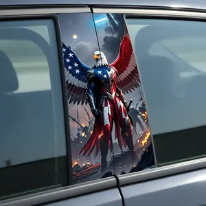 American Flag Eagle Car Door Trim Sticker 50cm x 25cm PVC UV Print Creative Waterproof B-pillar Decal for Truck DIY Fun Car Accessories