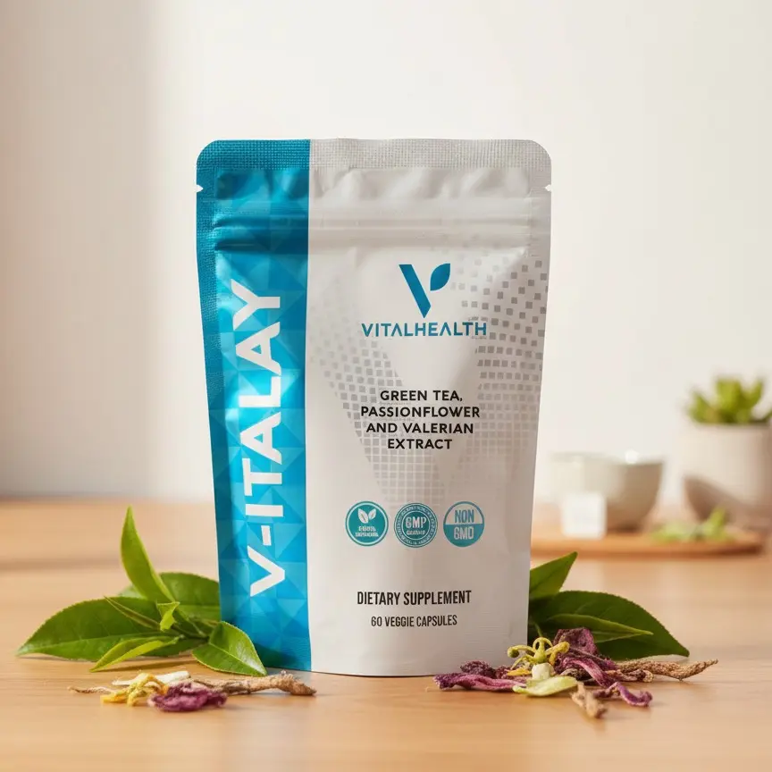 Vitalhealth Green tea passionflower and valerian Extract Dietary supplement 60 Veggie Capsules