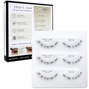 Pro Lash No. 15 Professionally Styled Lash Clusters - Seamless, Lightweight Lashes - 10+ Day Cluster Eyelash Extensions - Waterproof Lashes Clusters - 3 Sets - Classic Luxe Wispy No. 15 Black ProWear