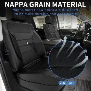 YITAMOTOR 5PCS Full Set Nappa Seat Covers Compatible with 2007-2024 Chevy Silverado/GMC Sierra 1500 2500HD 3500HD Crew Double Extended Cab Waterproof