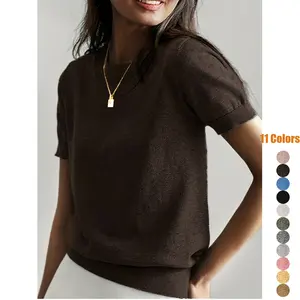 Women's Solid Color Crew Neck Short Sleeve Summer Lightweight Sweater, Casual Basic Knit Pullover for Spring & Fall, Fashion Women's Knitwear for Daily Wear, Womenswear