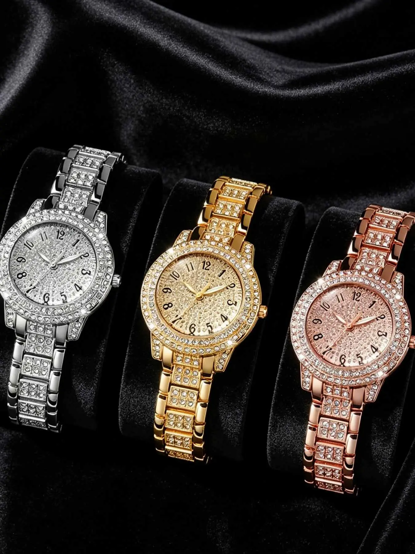 3-Piece Set Women's Fashion Diamond Watch, Stylish Watch, Elegant Ladies Accessory Combo, Mother's Day Gift, Various Colors, All Seasons, Versatile Wristwatch Set, Fashion Quartz Watch, Exquisite Watch Set, Fashion Watches