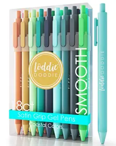 18ct Satin Barrel Retractable Gel Pens - Coastal Colors