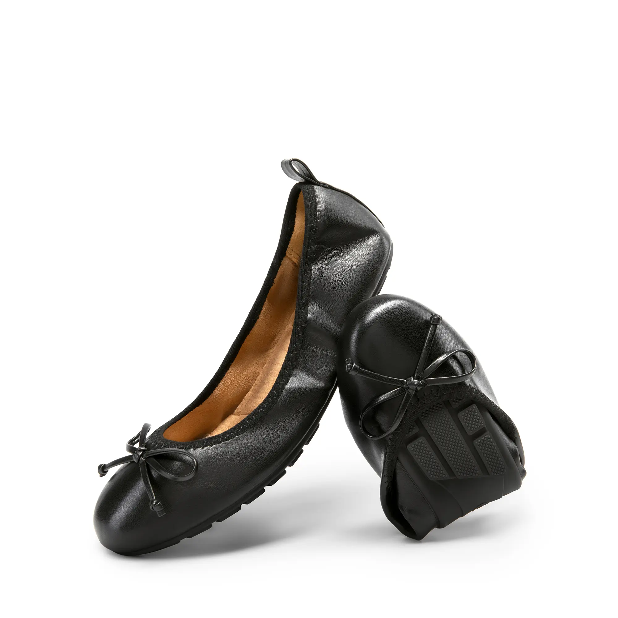 DREAM PAIRS Women's Classic Elegant Leather-Like Foldable Bowknot Ballet Flats - Lightweight Slip-On Casual Walking Shoes, Round Toe, All-Day Comfort for Long Standing