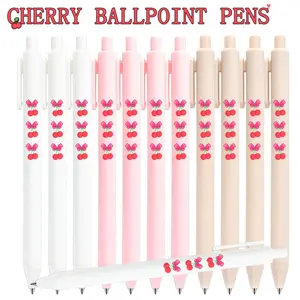 12pcs Cherry Ballpoint Pens with Bowknot Patterns- Black Ink, Smooth Writing, Gift for Valentine's Day. Back to School Gifts. Special Pens, Boutique Pens