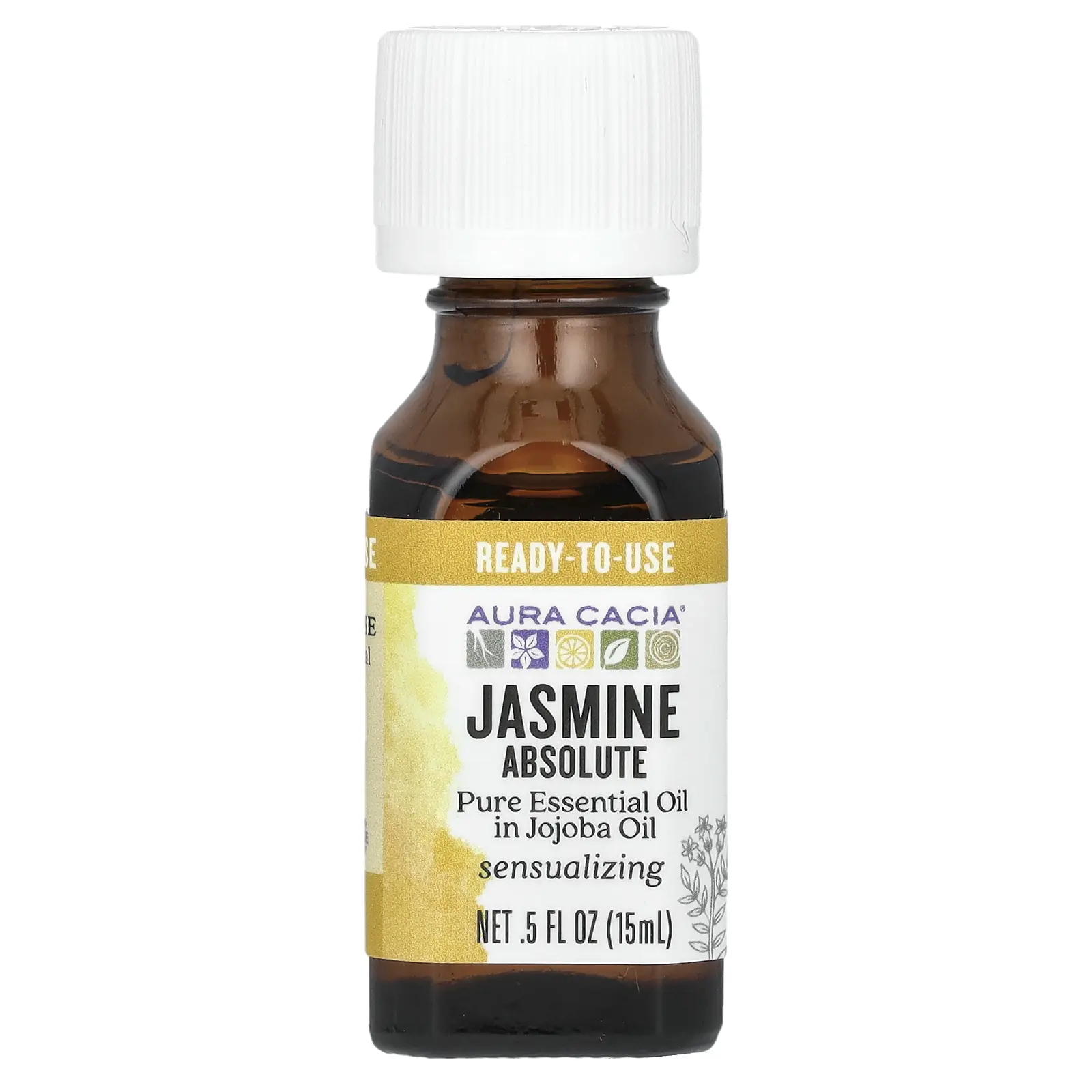 Aura Cacia Pure Essential Oil In Jojoba Oil, Jasmine Absolute, 0.5 fl oz (15 ml)