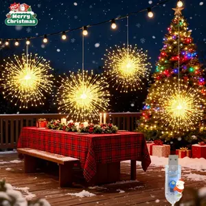 4/2pcs USB-Powered Fairy String Lights with 8 Lighting Modes & Flexible Shapes - 360/180 LED Hanging Fireworks Lights Outdoor Decorative Lights for Pavilions, Gardens, Courtyards, Christmas Parties & Wedding Decorations (warm/cold Color Options)