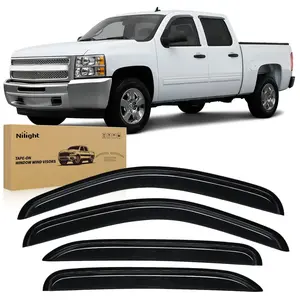 Nilight Tape-On Rain Guards for Chevy Silverado 1500 Crew Cab 2007 2008 2009 2010 2011 2012 2013, Window Visors Vent Wind Deflectors-4PCS