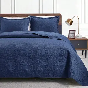 3pcs Quilt Set-Ultra-Soft Lightweight Bedspread, Modern Coin Pattern All-Season Coverlet with 1 Quilt&2 Pillow Shams