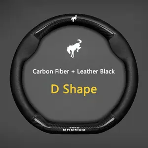 38CM Carbon Fiber leather Car Steering Wheel Cover Breathable Anti Slip Cover for Ford Bronco Sport 2021-2023 Styling Accessories