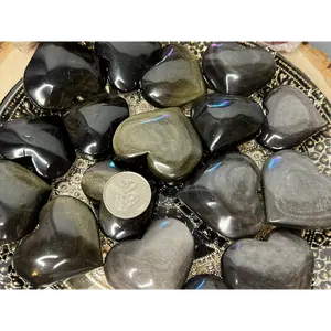 Gold and Silver Sheen Obsidian Hearts
