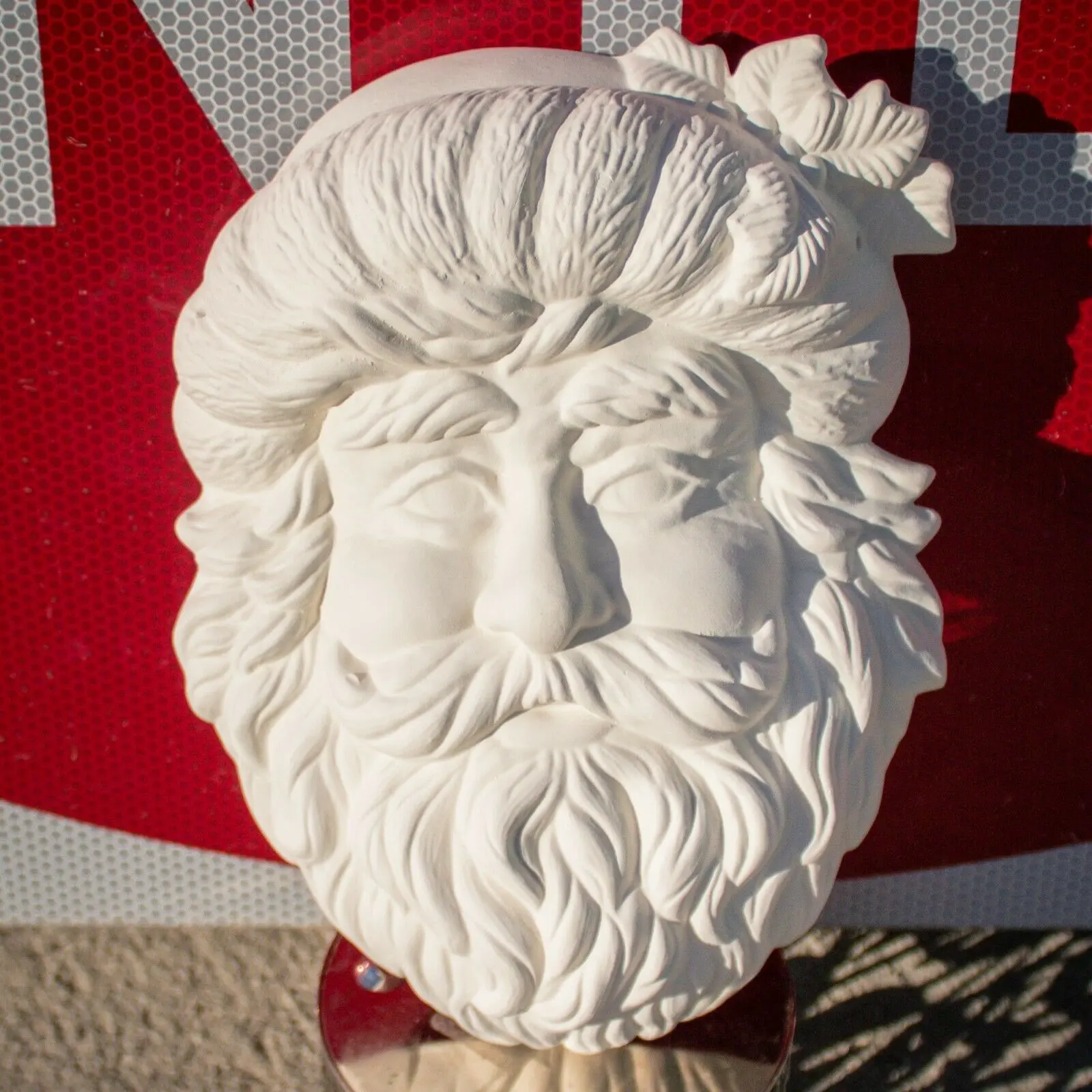 Saint Nicolas Santa Mask, 8.5in Ceramic Bisque Ready-To-Paint Pottery for Festive Party Home Supplies