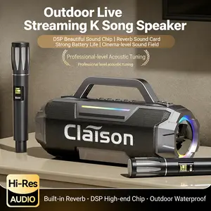 Claison 300W Outdoor Karaoke Speaker - Dual Mics, DSP Chip, RGB Lights, Waterproof, Live Streaming & Guitar Input Keywords: