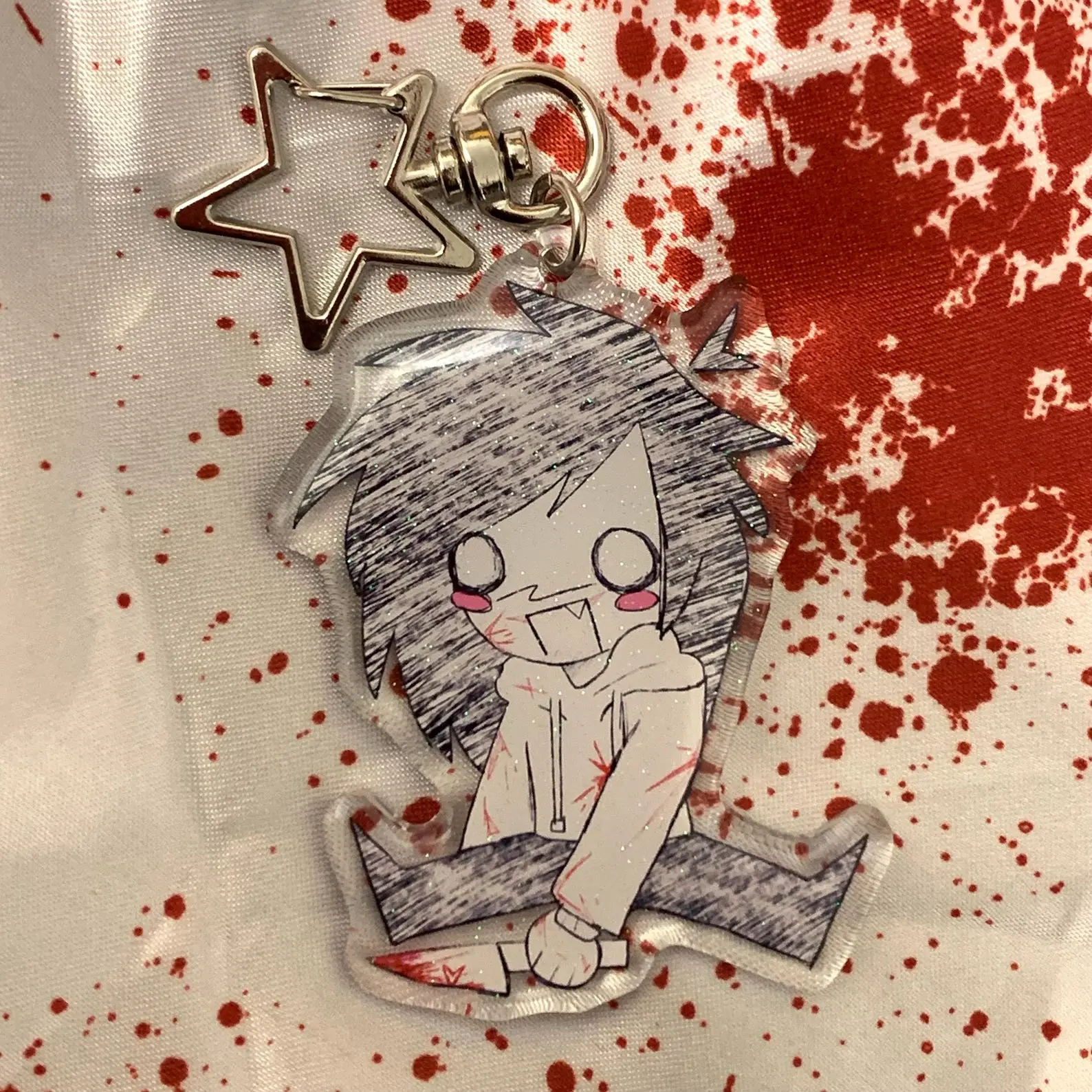 Jeff The Killer Keychain | Creepypasta | Double Sided | Kawaii Chibi | Acrylic