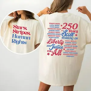 Comfort Colors Stars And Stripes And Human Rights Tee, 250 Years America Still Working On Social Justice T Shirt, 4th Of July Tee, Patriotic Gift, Equal Rights Top, Unisex Short Sleeve Tee, Classic Streetwear
