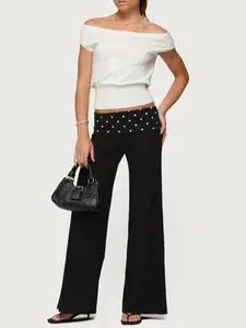EDIKTED Reeva Polka Dot Foldover Pants