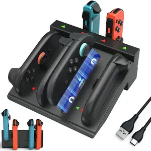 Fast Charging Dock for Switch 1/2 Joy Con Accessories，8-in-1 Dual-Direction Magnetic Controller Charger for Nintendo Switch 2 2025 & Original & OLED Joycon