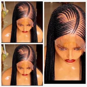 Black 36inches 360 full lace Braided Wig 007 - Luxury Braided Wig Style with Easy Styling & Comfortable Design for a Distinctive Look