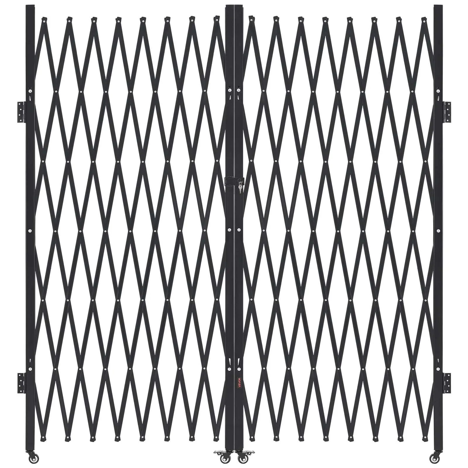 【SummerFinds】VEVOR Double Folding Security Gate, Lockable Scissor Gate with 360° Swivel Casters, Outdoor Barricade Steel Retractable Gates, for Entry Security, Garage, Warehouse & Pool, 155.12 x 86.81 in (W x H)