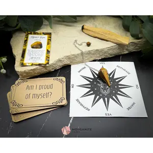 Capricorn Pendulum Set – Astrology Divination Kit with Crystal Pendulum, Zodiac Mat, Palo Santo & Instruction Guide