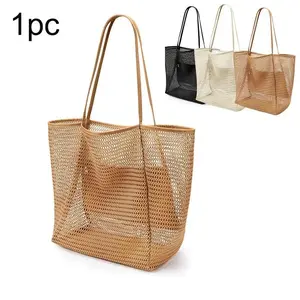 Large Capacity Mesh Beach Bag, Foldable Lightweight Portable Shoulder Tote Bag for Beach, Travel & Daily Use tiktokshopspringglowup,summervibes outdoorfun