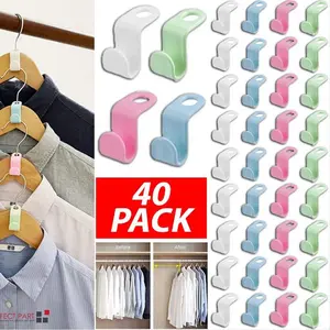 Clothes Hanger Connector Hooks, Plastic Hooks Cascading Hanger Hooks Hanger Extender Clips for Heavy Duty Hangers Space Saving and Clothes Closet Wardrobe Organizer - Blend Color wood drying tools Hanging Wooden