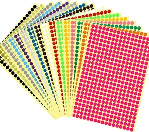 JANYUN 6528 Pieces Colored Dot Stickers, 1/4" Small Color Labels Coding Circle round Coding Dot Labels Stickers 20 Colors for Office, Classroom