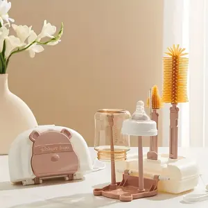 8-In-1 Travel Silicone Cleaning Brush Set, Includes Holder & Storage Case, Soft Reusable Kitchen Cleaner, Multi-Functional Portable Tool