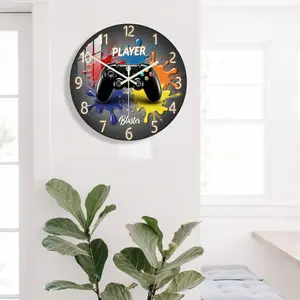 Game Controller Theme Acrylic Wall Clock, Silent Movement, Home Decor, Gaming Room, Perfect Gift for Gamers, Birthday, Halloween, Easter, Christmas
