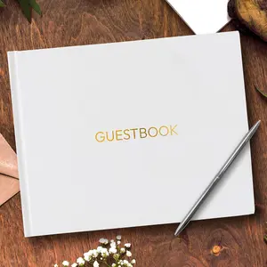 Wedding Guest Book - 9.5 x7.5 Inch - Guestbook for Wedding Reception, Bridal,  Shower & Birthday, Wedding Books Guests to Sign (White)